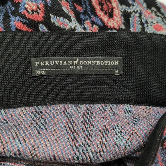 PERUVIAN CONNECTION Black Multi-Color Floral Paisley Knit Pencil Skirt Medium - Picture 6 of 8